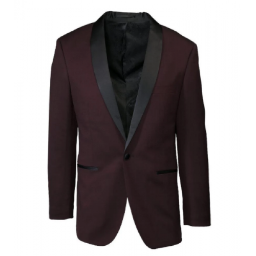 "Sebastian" Burgundy Shawl Pindot Slim Fit Tuxedo Jacket Only